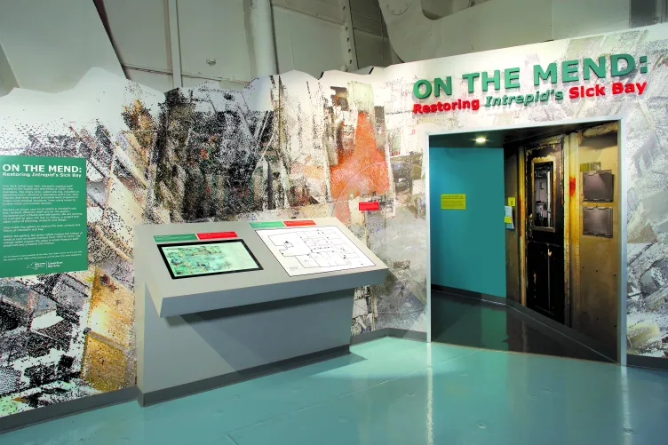 Entrance to the "On the Mend: Restoring Intrepid's Sick Bay" exhibition