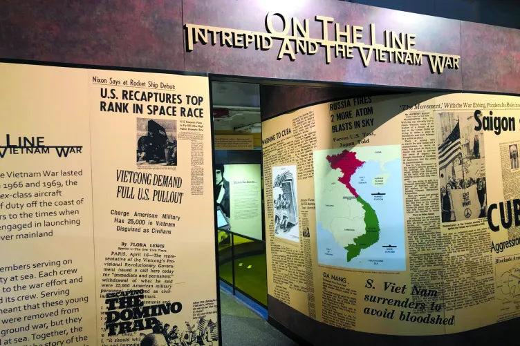 Exhibition panel for "On the Line: Intrepid and the Vietnam War"
