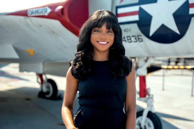 Photo of Stacey Hosang on Intrepid's flight deck.