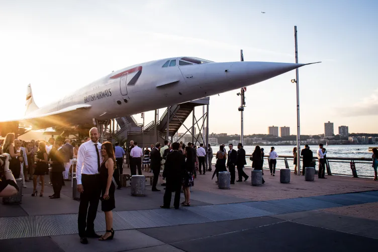 Guests gather for a cocktail reception in the Concorde Plaza