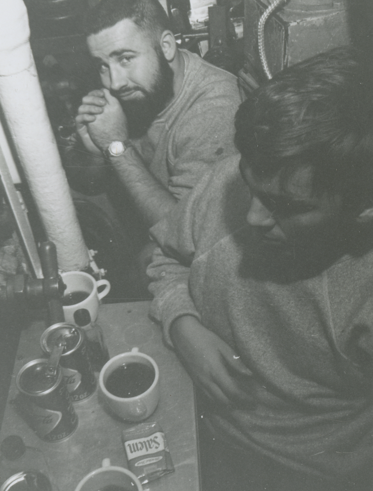 Credit: Collection of the Intrepid Museum. Gift of the family of Jon Roger Geer. P2014.57.37
Caption: Coming in for a landing, looking for that first cup of coffee.