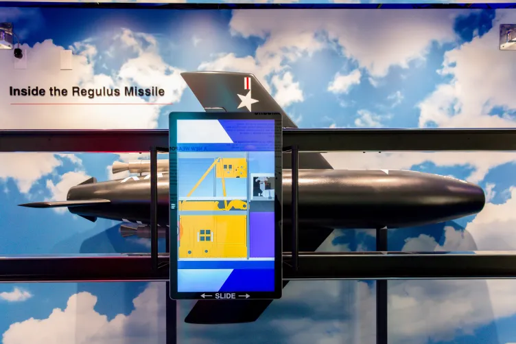 Exhibition panel that displays the inside of the Regulus missile.