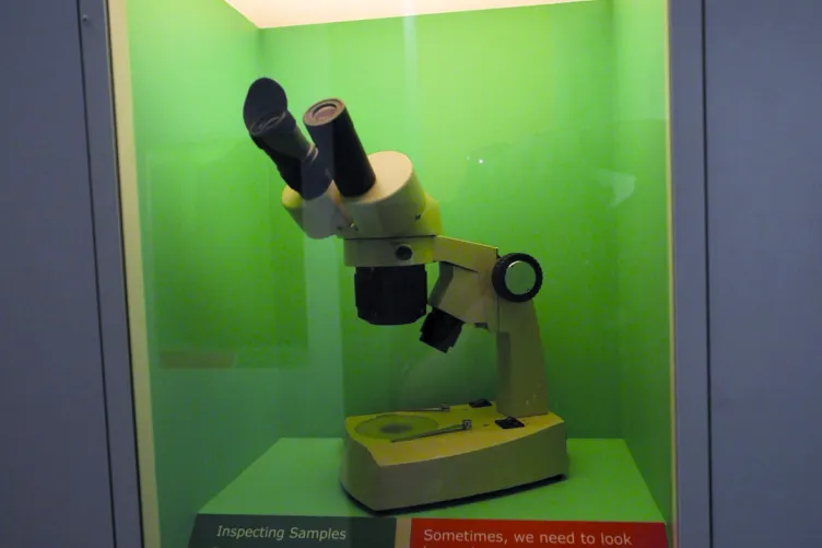 A microscope used on the Intrepid that was used in the ship's lab.