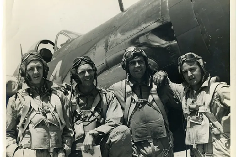 Four pilots from squadron VBF-14. (Collection of the Intrepid Sea, Air & Space Museum. Gift of George Eddy. P2011.14.09)