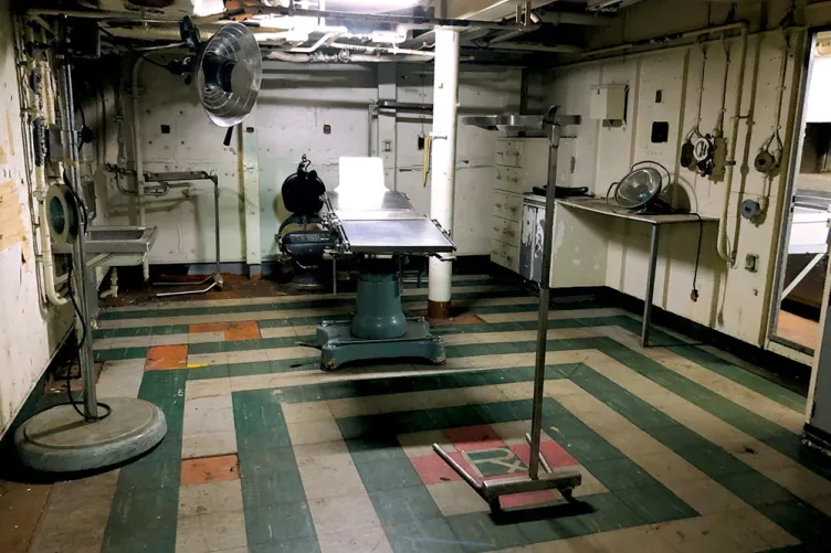a sick-ward aboard the uss intrepid aircraft carrier