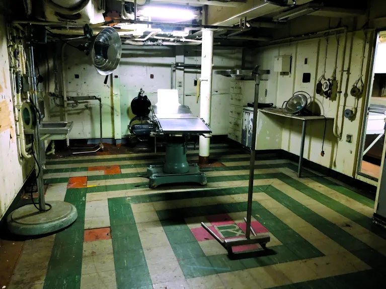 Photo of a treatment room in the sick bay