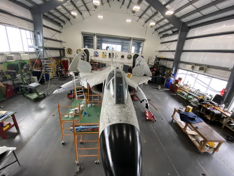 Douglas F4D Skyray at restoration hangar