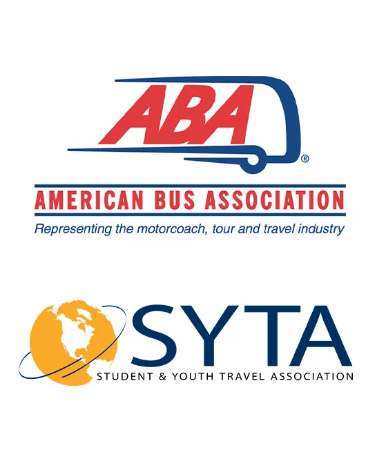 American Bus Association logo and the Student Youth and Travel Association logo.