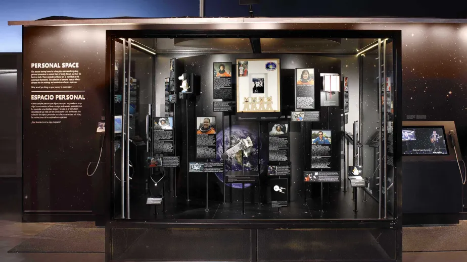 An exhibition panel in the Space Shuttle Pavilion