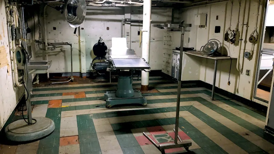 a sick-ward aboard the uss intrepid aircraft carrier